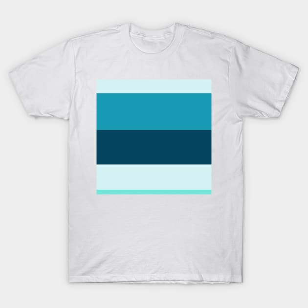 A first-rate batter of Ice, Tiffany Blue, Water Blue and Midnight Green (Eagle Green) stripes. T-Shirt by Sociable Stripes